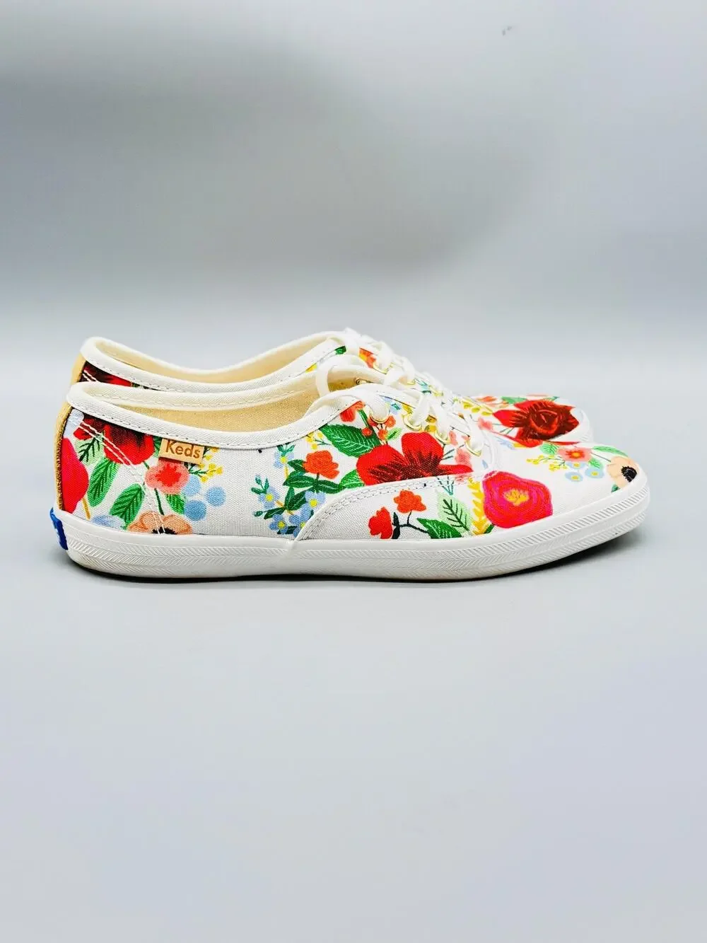 Keds Shoes Womens 6 White Floral Canvas Champion Classic Lace Up Sneakers Casual